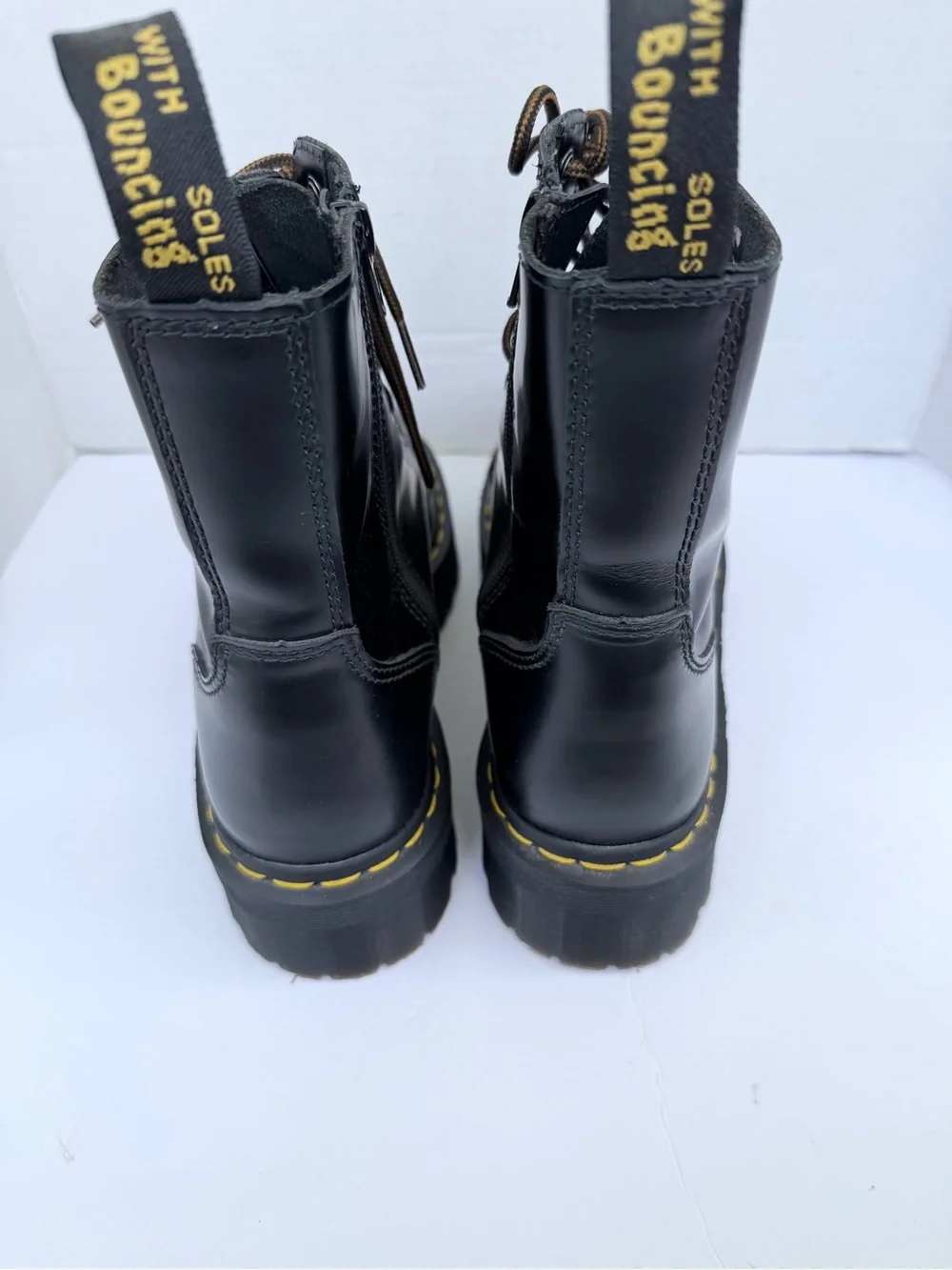 Dr martin’s Black Leather Platform Lace-Up Boots women’s size 10/ men’s size 9 - Picture 4 of 7